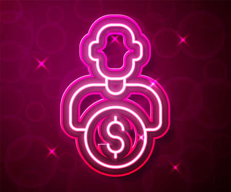Glowing neon line Business investor or capital providers icon isolated on red background. Vectorのイラスト素材