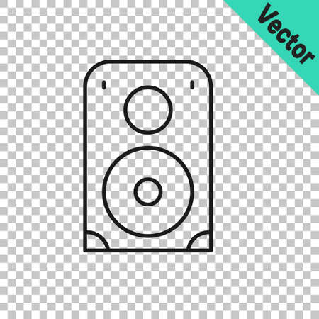 Black line Stereo speaker icon isolated on transparent background. Sound system speakers. Music icon. Musical column speaker bass equipment. Vectorのイラスト素材