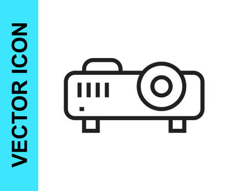 Black line Presentation, movie, film, media projector icon isolated on white background. Vectorのイラスト素材