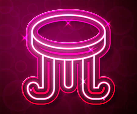 Glowing neon line Coffee table icon isolated on red background. Street cafe. Vectorのイラスト素材