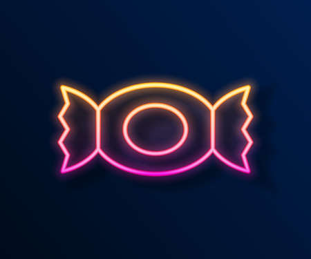 Glowing neon line Candy icon isolated on black background. Happy Halloween party. Vectorのイラスト素材