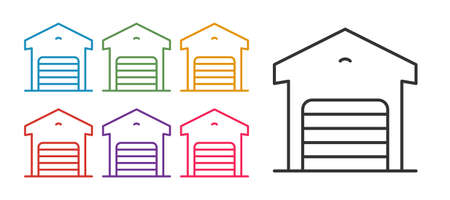 Set line Warehouse icon isolated on white background. Set icons colorful. Vectorのイラスト素材