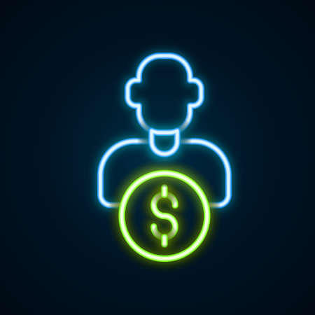 Glowing neon line Business investor or capital providers icon isolated on black background. Colorful outline concept. Vectorのイラスト素材