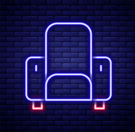 Glowing neon line Cinema chair icon isolated on brick wall background. Colorful outline concept. Vectorのイラスト素材