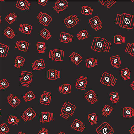 Line Coffee jar bottle icon isolated seamless pattern on black background. Vector