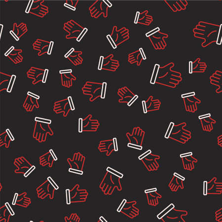 Line Beekeeper glove icon isolated seamless pattern on black background. Vector