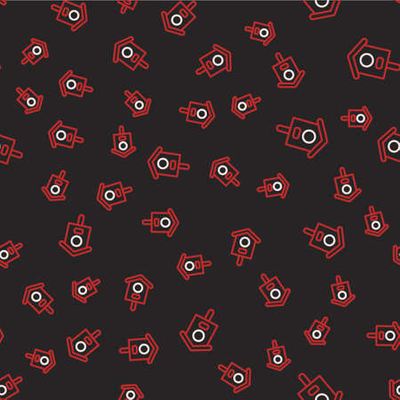 Line Bird house icon isolated seamless pattern on black background. Nesting box birdhouse, homemade building for birds. Vectorのイラスト素材