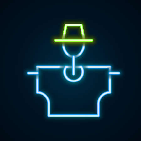 Glowing neon line Scarecrow icon isolated on black background. Colorful outline concept. Vectorのイラスト素材