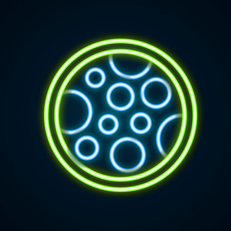 Glowing neon line Pizza icon isolated on black background. Fast food menu. Colorful outline concept. Vectorのイラスト素材