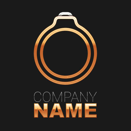 Line Diamond engagement ring icon isolated on black background. Colorful outline concept. Vectorのイラスト素材