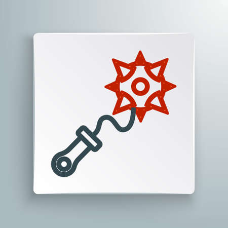 Line Medieval chained mace ball icon isolated on white background. Morgenstern medieval weapon or mace with spikes. Colorful outline concept. Vectorのイラスト素材