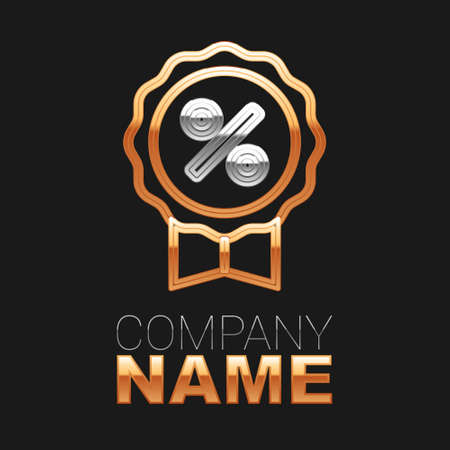 Line Discount percent tag icon isolated on black background. Shopping tag sign. Special offer sign. Discount coupons symbol. Colorful outline concept. Vectorのイラスト素材