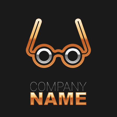 Line Glasses icon isolated on black background. Eyeglass frame symbol. Colorful outline concept. Vectorのイラスト素材