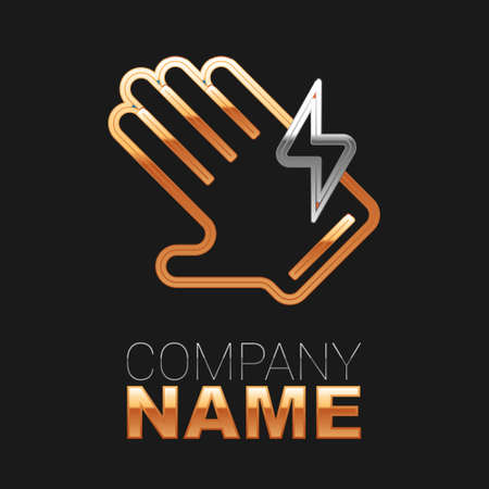 Line Electric glove icon isolated on black background. Safety gloves, hand protection. Colorful outline concept. Vectorのイラスト素材