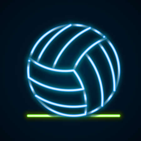 Glowing neon line Volleyball ball icon isolated on black background. Sport equipment. Colorful outline concept. Vectorのイラスト素材