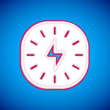 White Lightning bolt icon isolated on blue background. Flash sign. Charge flash icon. Thunder bolt. Lighting strike. Vectorのイラスト素材