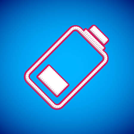White Battery charge level indicator icon isolated on blue background. Vectorのイラスト素材