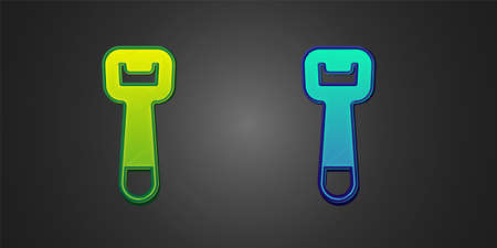 Green and blue Bottle opener icon isolated on black background. Vectorのイラスト素材