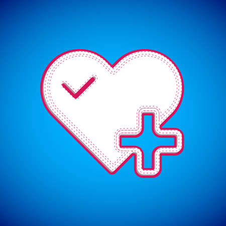 White Heart rate icon isolated on blue background. Heartbeat sign. Heart pulse icon. Cardiogram icon. Vectorのイラスト素材