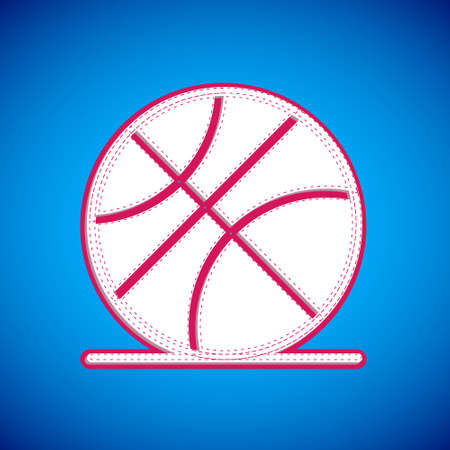White Basketball ball icon isolated on blue background. Sport symbol. Vectorのイラスト素材