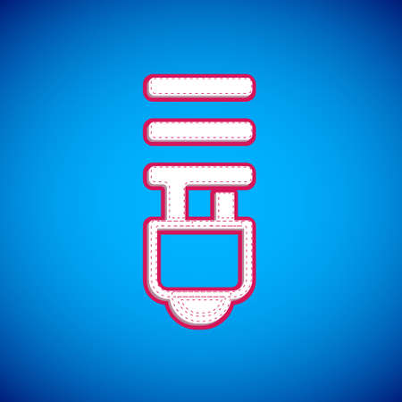 White LED light bulb icon isolated on blue background. Economical LED illuminated lightbulb. Save energy lamp. Vectorのイラスト素材