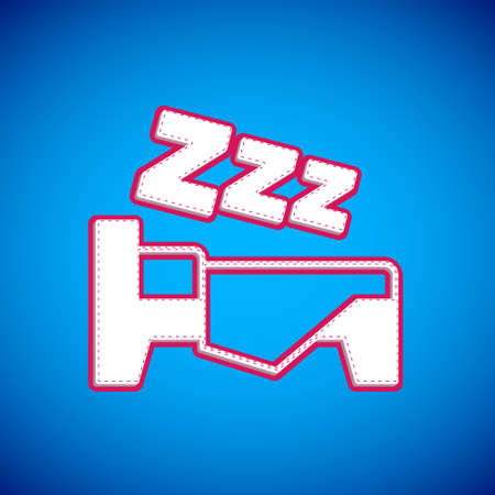 White Time to sleep icon isolated on blue background. Sleepy zzz. Healthy lifestyle. Vectorのイラスト素材