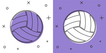 Set Volleyball ball icon isolated on white and purple background. Sport equipment. Vectorのイラスト素材