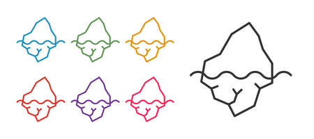 Set line Iceberg icon isolated on white background. Set icons colorful. Vectorのイラスト素材
