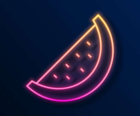 Glowing neon line Watermelon icon isolated on black background. Vectorのイラスト素材