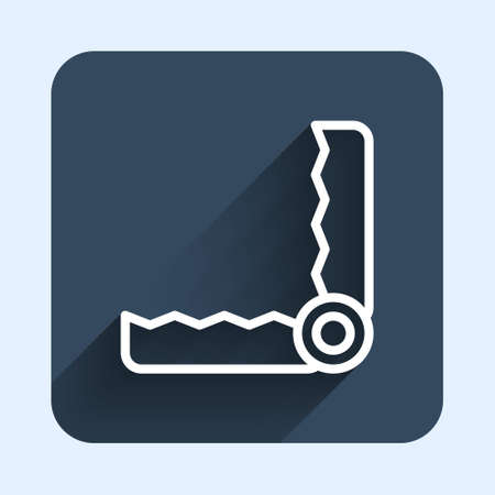 White line Trap hunting icon isolated with long shadow background. Blue square button. Vectorのイラスト素材