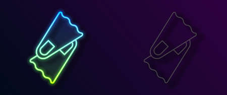 Glowing neon line Rubber flippers for swimming icon isolated on black background. Diving equipment. Extreme sport. Diving underwater equipment. Vectorのイラスト素材