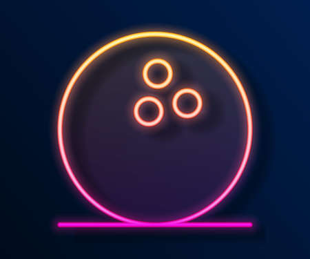 Glowing neon line Bowling ball icon isolated on black background. Sport equipment. Vectorのイラスト素材