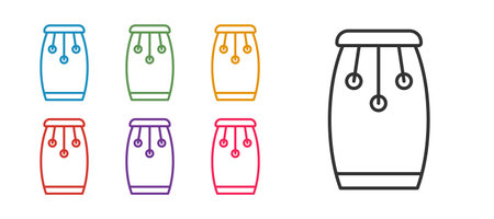 Set line Conga drums icon isolated on white background. Musical instrument. Set icons colorful. Vectorのイラスト素材