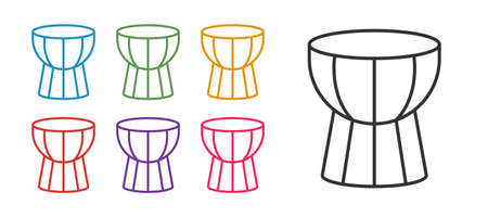 Set line African darbuka drum icon isolated on white background. Musical instrument. Set icons colorful. Vectorのイラスト素材