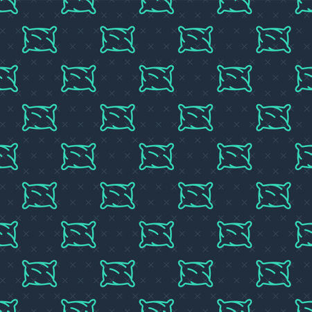 Green line Rectangular pillow icon isolated seamless pattern on blue background. Cushion sign. Orthopedic pillow. Vectorのイラスト素材