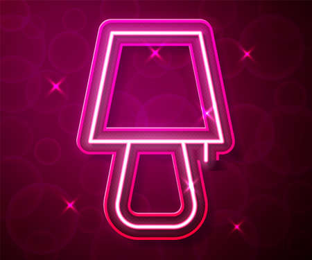 Glowing neon line Table lamp icon isolated on red background. Night light. Vectorのイラスト素材
