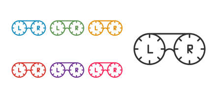 Set line Contact lens container icon isolated on white background. Eyesight care, lens hygiene container. Set icons colorful. Vectorのイラスト素材