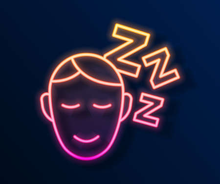 Glowing neon line Dreams icon isolated on black background. Sleep, rest, dream concept. Resting time and comfortable relaxation. Vectorのイラスト素材