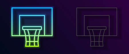Glowing neon line Basketball backboard icon isolated on black background. Vectorのイラスト素材
