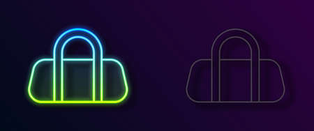 Glowing neon line Sport bag icon isolated on black background. Vectorのイラスト素材