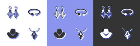 Set Pendant on necklace, Earrings, Necklace mannequin and Bracelet jewelry icon. Vectorのイラスト素材