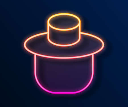 Glowing neon line Beekeeper with protect hat icon isolated on black background. Special protective uniform. Vectorのイラスト素材