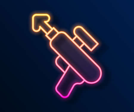 Glowing neon line Fishing harpoon icon isolated on black background. Fishery manufacturers for catching fish under water. Diving underwater equipment. Vectorのイラスト素材
