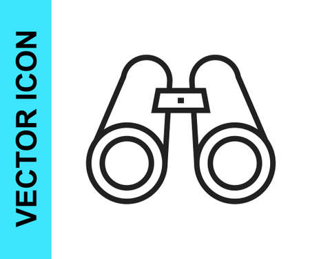 Black line Binoculars icon isolated on white background. Find software sign. Spy equipment symbol. Vectorのイラスト素材