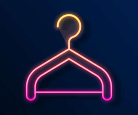 Glowing neon line Hanger wardrobe icon isolated on black background. Cloakroom icon. Clothes service symbol. Laundry hanger sign. Vectorのイラスト素材