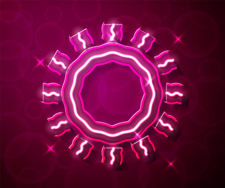 Glowing neon line Sun icon isolated on red background. Vectorのイラスト素材