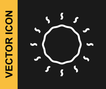 White line Sun icon isolated on black background. Vectorのイラスト素材