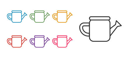 Set line Watering can icon isolated on white background. Irrigation symbol. Set icons colorful. Vectorのイラスト素材
