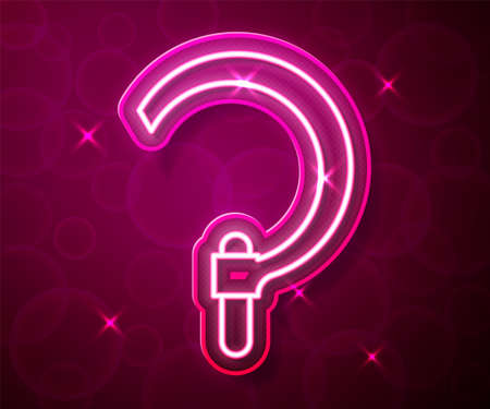 Glowing neon line Sickle icon isolated on red background. Reaping hook sign. Vectorのイラスト素材