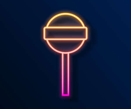 Glowing neon line Lollipop icon isolated on black background. Food, delicious symbol. Happy Halloween party. Vectorのイラスト素材